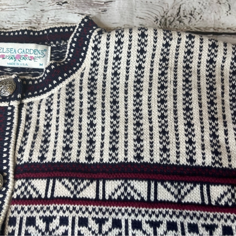 Vintage Chelsea Gardens Knit Cardigan Sweater Size M - Picture 5 of 8